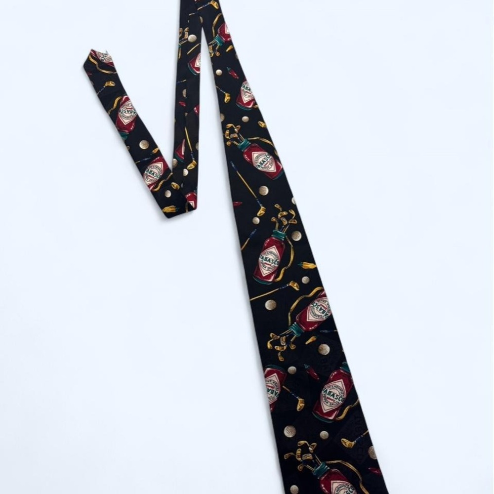 Vtg Tabasco "Golf Bag" Silk Tie made in USA